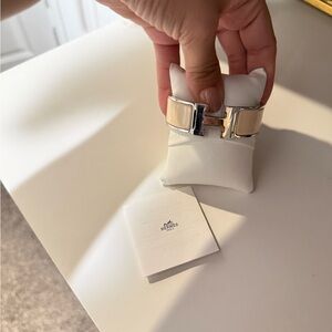 Hermes Silver and Cream Bracelet